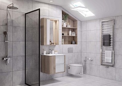 Акватон Мебель для ванной Бостон 75 белая глянцевая, дуб эврика – фотография-3